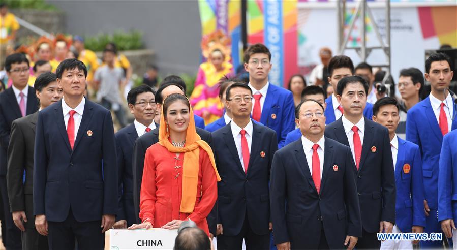 (SP)INDONESIA-JAKARTA-ASIAN GAMES-CHINESE DELEGATION-FLAG-RAISING CEREMONY