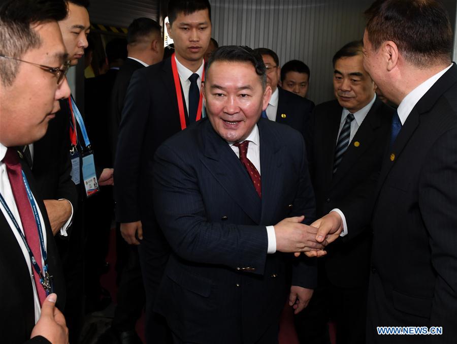 (BRF)CHINA-BEIJING-BELT AND ROAD FORUM-MONGOLIAN PRESIDENT-ARRIVAL (CN)